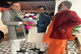 Uttarakhand BJP Leader Kailash Gahtori (M) with CM Pushkar Singh Dhami