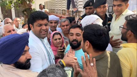 Protest against Dushyant Chautala in Bhiwani