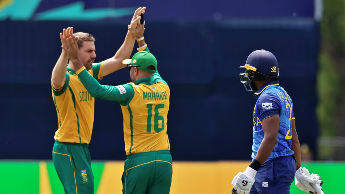 Sri Lanka was bowled out for its lowest score in T20I cricket during its T20 World Cup 2024 match against South Africa in New York on Monday. The Wanindu Hasaranga-led side was bundled out for 77 runs in 19.1 overs. Its previous lowest was 82 against India in 2016.