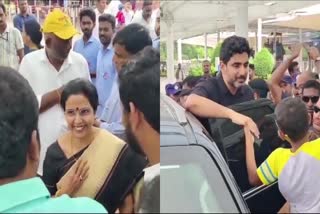 lokesh_and_bhuvaneswari_reached_gannavaram_airport