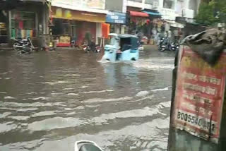 Road turned into a river in Kota