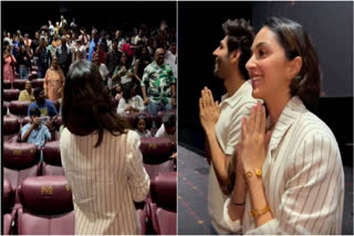 Satyaprem Ki Katha starrer Kartik Aaryan, Kiara Advani get standing ovation at their surprise visit to theatre