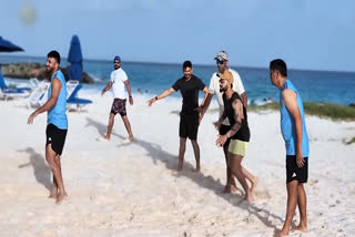 India vs West Indies  Virat Kohli  Virat Kohli playing Beach Volleyball  Beach Volleyball  Rohit Sharma  sanju samson  india tour of west indies schedule  india tour of west indies squad  ഇന്ത്യ vs വെസ്റ്റ് ഇന്‍ഡീസ്  വിരാട് കോലി  രോഹിത് ശര്‍മ  സഞ്‌ജു സാംസണ്‍  വിരാട് കോലി വോളിവോള്‍ വിഡിയോ