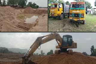 Sand Excavation With Poklen Machine