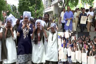 Students Creating Awareness On Plastic Bags