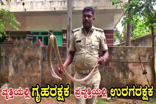 HAVERI  SNAKE RESCUE  ಉರಗ ರಕ್ಷಕ ಶ್ರೀಕಾಂತ ಮರೆಣ್ಣನವರ್​​ ಹಾವು