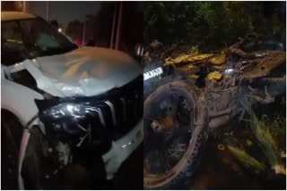 Bike rider killed after being hit  dragged by speeding XUV  Car accident in Panchkula  ಬೈಕ್​ ಕಾರು ಮಧ್ಯ ಭೀಕರ ಅಪಘಾತ  ಹರಿಯಾಣದ ಪಂಚಕುಲದಲ್ಲಿ ಬುಧವಾರ ರಾತ್ರಿ ಭೀಕರ ಅಪಘಾತ  ಎಕ್ಸ್‌ಯುವಿ ವಾಹನವೊಂದು ಬೈಕ್​ಗೆ ಡಿಕ್ಕಿ  ಬೈಕ್ ಸವಾರ ಸ್ಥಳದಲ್ಲೇ ಮೃತ  ಆರೋಪಿ ಎಕ್ಸ್‌ಯುವಿ ಕಾರ್ ಚಾಲಕ