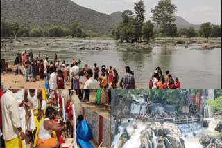 ஆடிப்பெருக்கு பண்டிகையை முன்னிட்டு ஒகேனக்கலில் புனித நீராடிய பக்தர்கள்