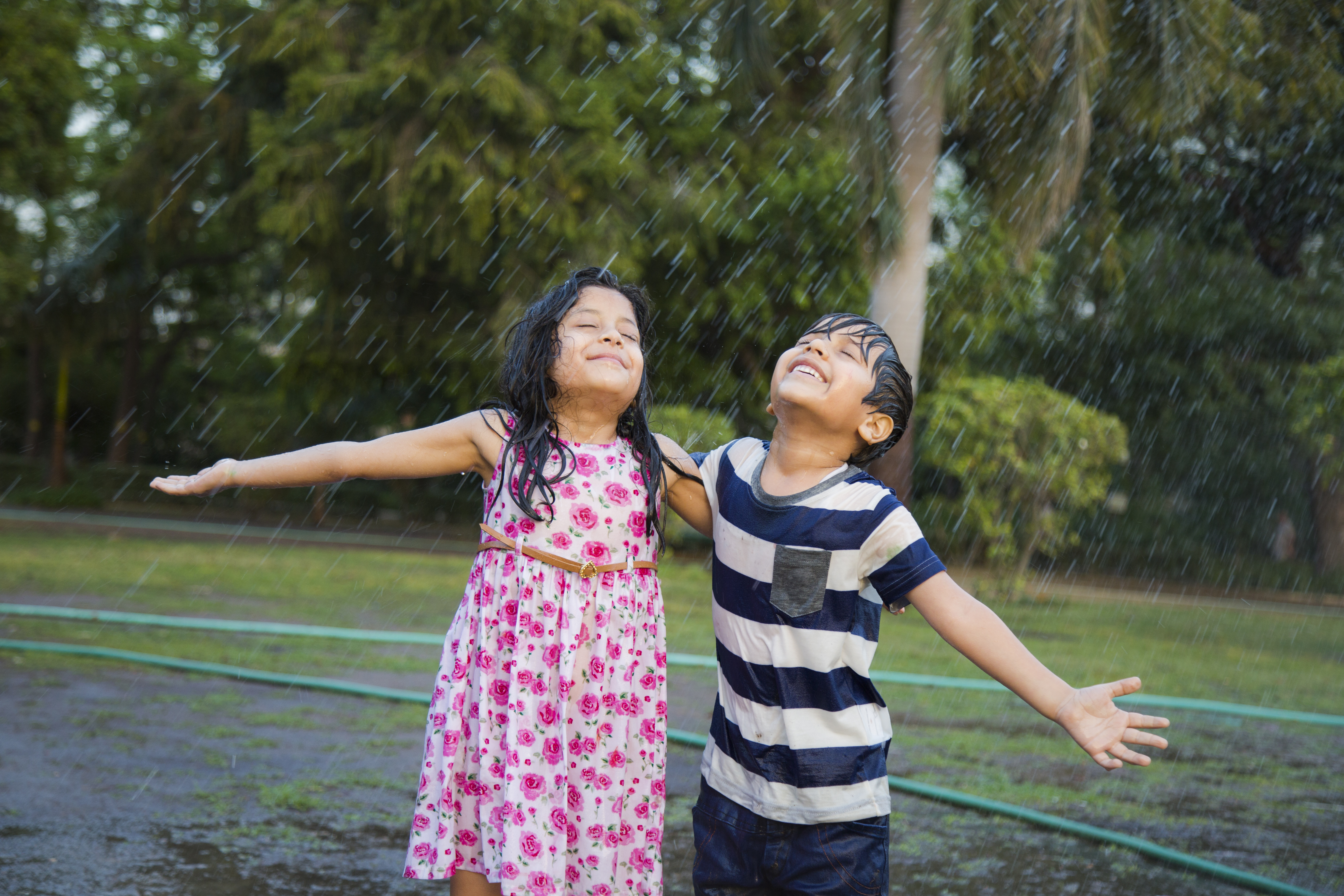 Children Enjoying Rain