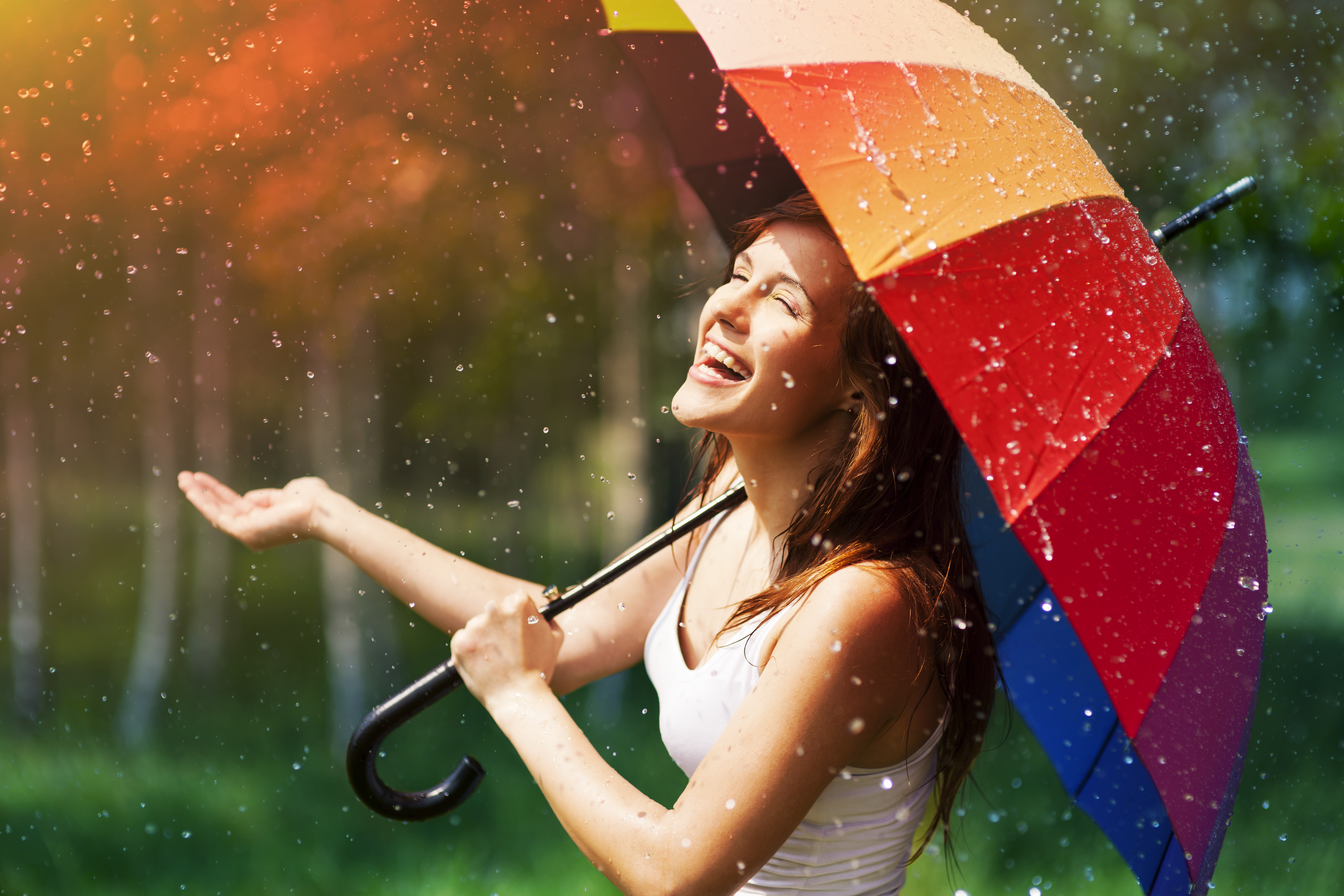 Girl Enjoying Rain