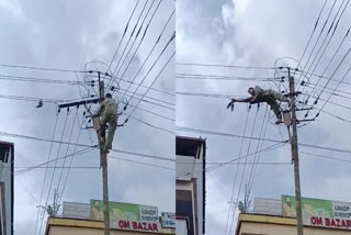 Karnataka: Lineman rescued pigeon hanging on the electric wire