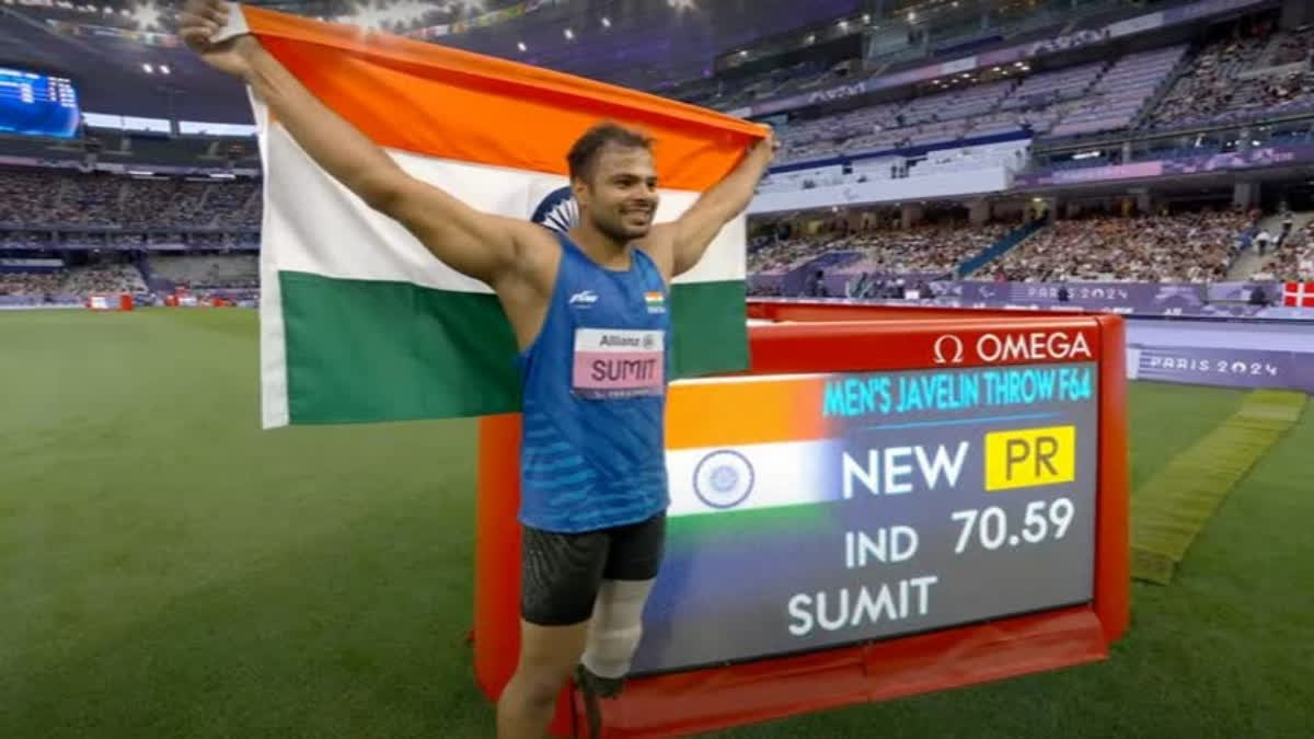 India javelin thrower Sumit Antil reigned supreme and successfully defended his gold at the Paris Paralympics with a record-breaking throw on Monday.