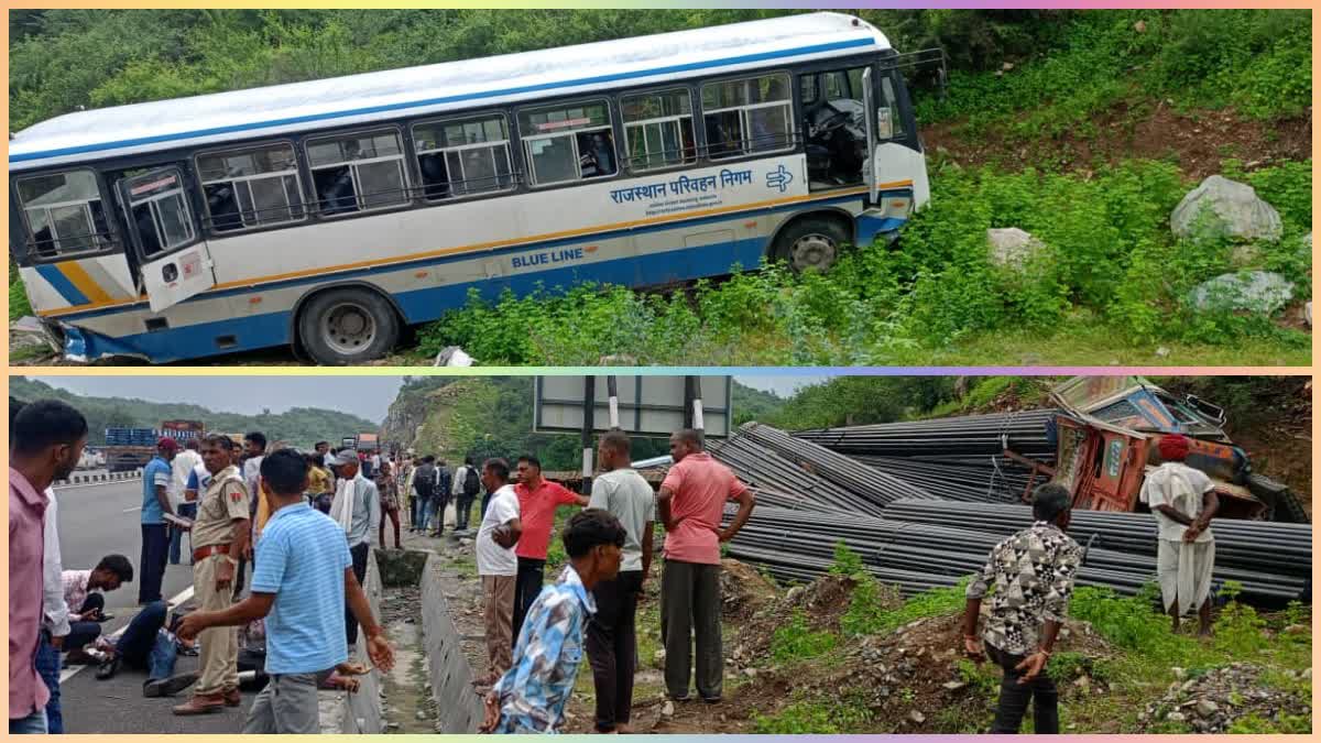 Trailer hits roadways bus in Rajsamand