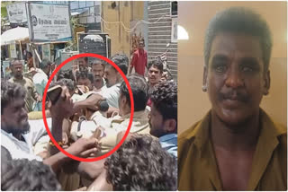 (Left) The squabble between the attacker and police in Ramanathapuram district of Tamil Nadu on Tuesday. (Right) Photo of the alleged attacker