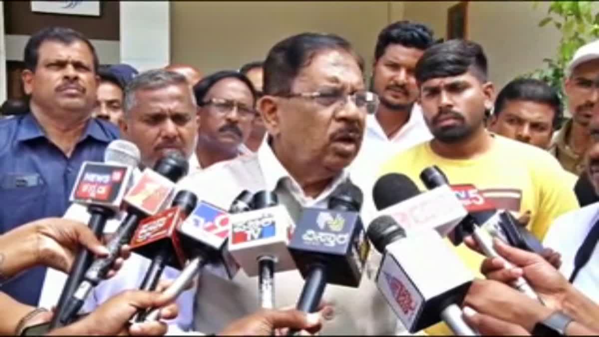 Home Minister G Parmeshwar spoke to reporters.