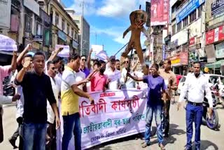 MINISTER NANDITA GARLOSA EFFIGY BURNED in Jorhat