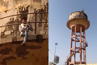 Divyang Man climbs Atop water Tank