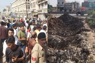 MORENA ROAD DUG WITH JCB DAMAGED DRAIN