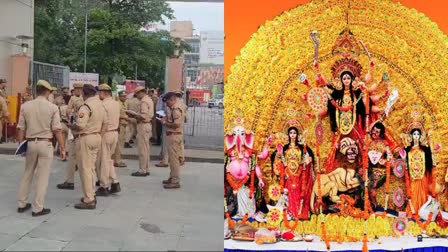 नोएडा में मंदिरों और पांडालों में किए गए सुरक्षा के व्यापक इंतजाम