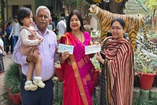 Awanish Kumar Awasthi with wife Malini Awasthi and zoo direcrtor Aditi Sharma