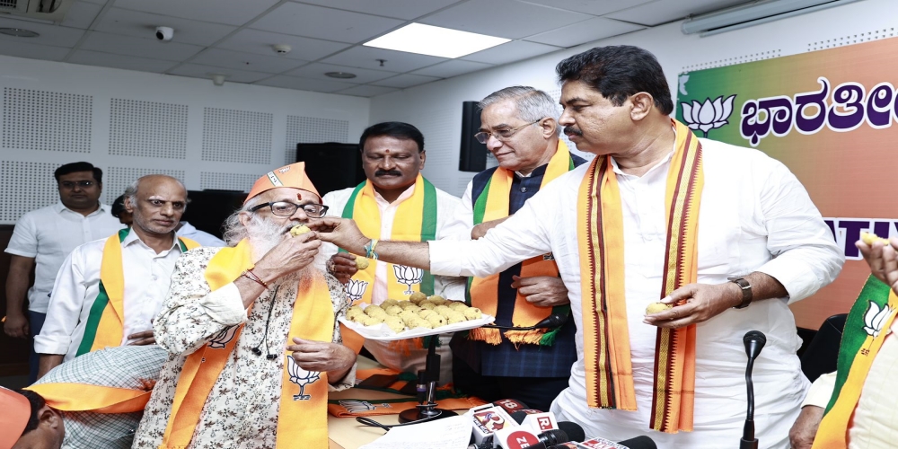 Victory celebration at state BJP office