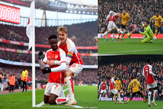 Premier League  Arsenal vs Wolves  Arsenal vs Wolves Match Result  Premier League Points Table  Bukayo Saka Martin Odegaard  പ്രീമിയര്‍ ലീഗ്  പ്രീമിയര്‍ ലീഗ് പോയിന്‍റ് പട്ടിക  ബുകായോ സാക്ക ഗോള്‍  മാര്‍ട്ടിന്‍ ഒഡേഗാര്‍ഡ് ഗോള്‍  ആഴ്‌സണല്‍ വോള്‍വ്‌സ്