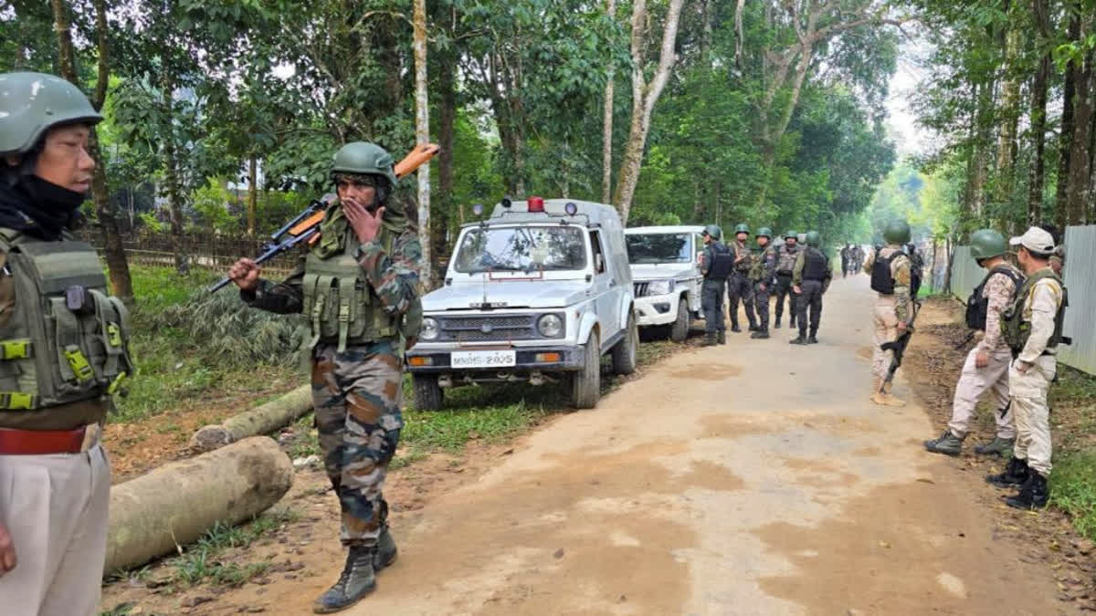 State and Central forces during an operation in Jiribam