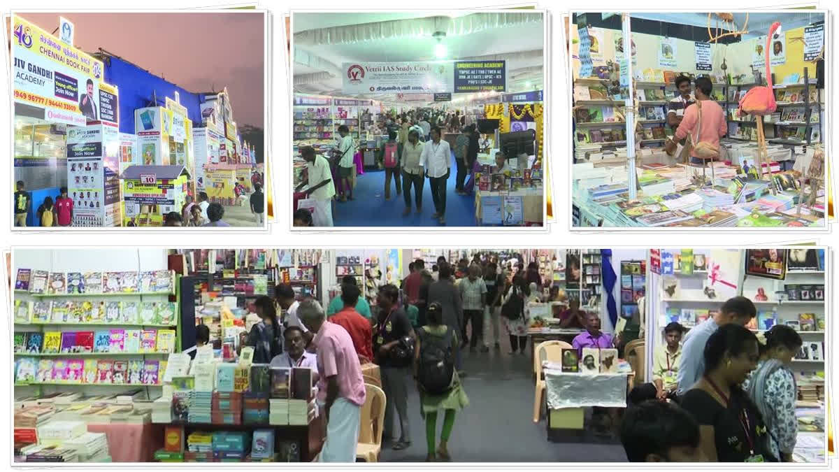 The ongoing Chennai Book Fair draws large crowds, offering diverse books, special sections for visually challenged and trans authors, and discounted prices to encourage reading.