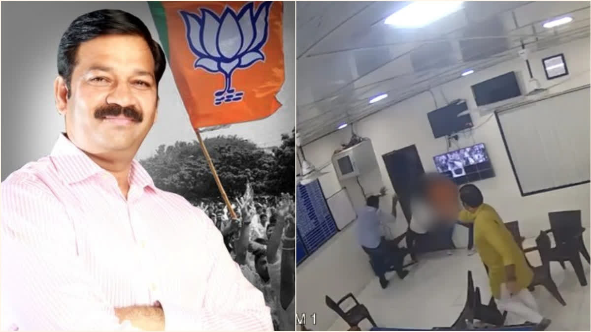 Left picture (BJP MLA Ganpat Gaikwad), Right picture is from incident site