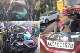 KSRTC bus collided with car  pathanamthitta accident  വാഹനാപകടം  കെഎസ്ആർടിസി കാർ അപകടം