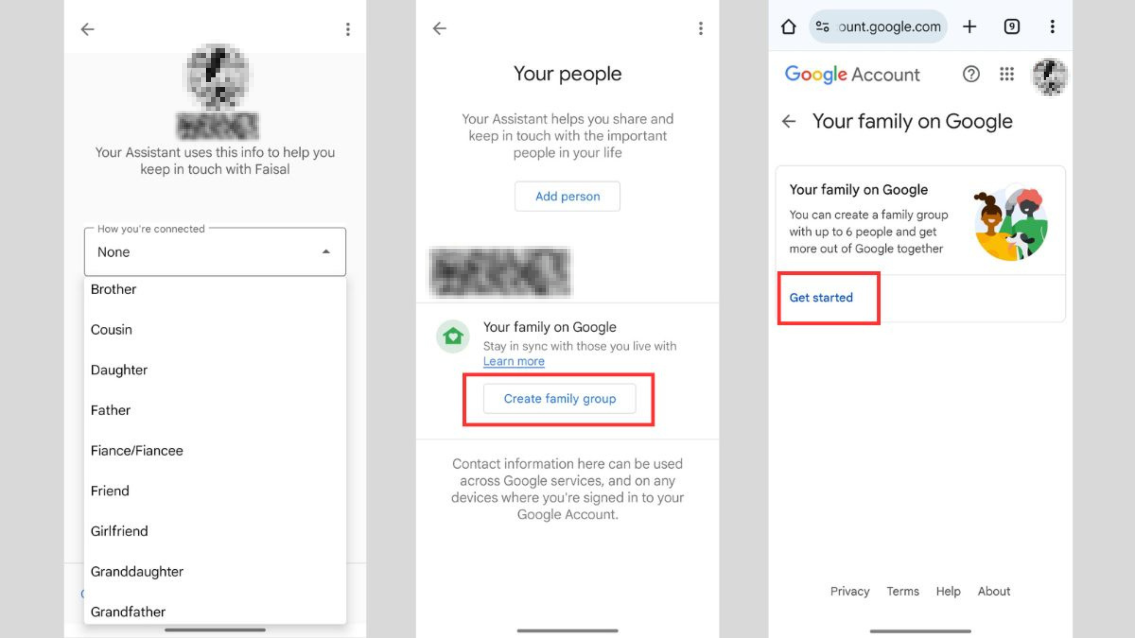 Steps to add members to your Google Family