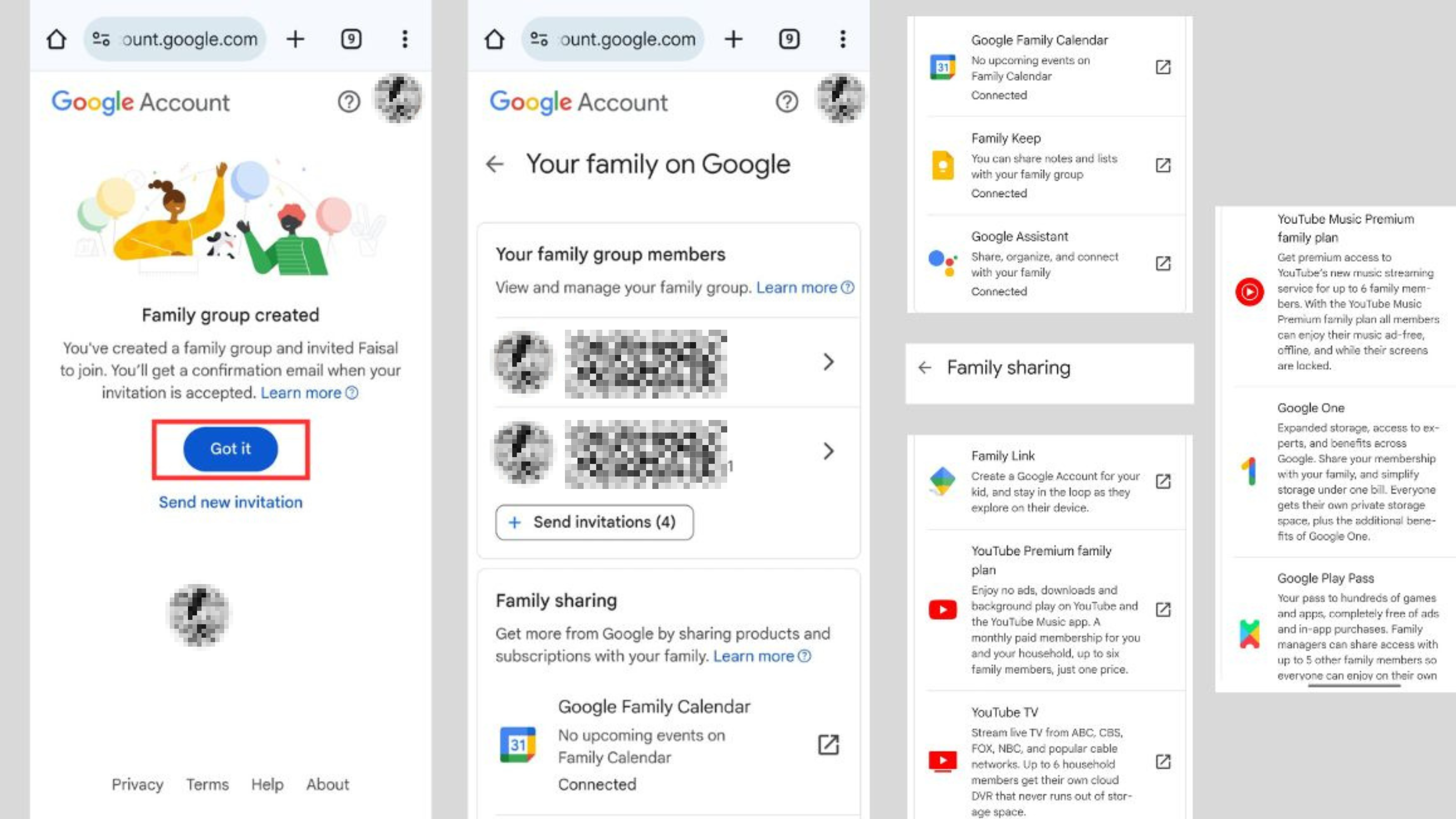 Steps to add members to your Google Family