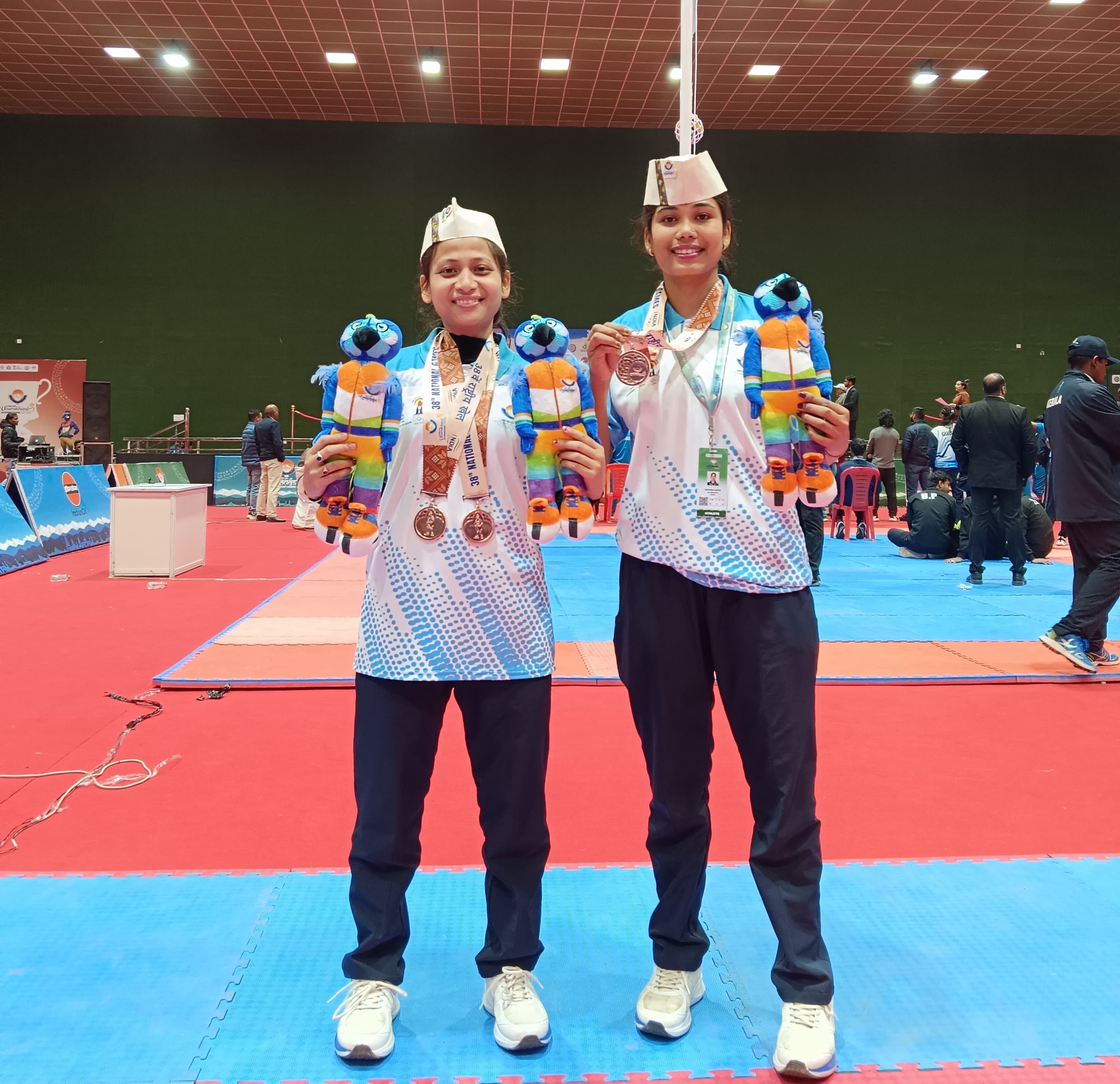 Two players from Golaghat who won bronze medals at Kalaripayattu Sports Event welcomed