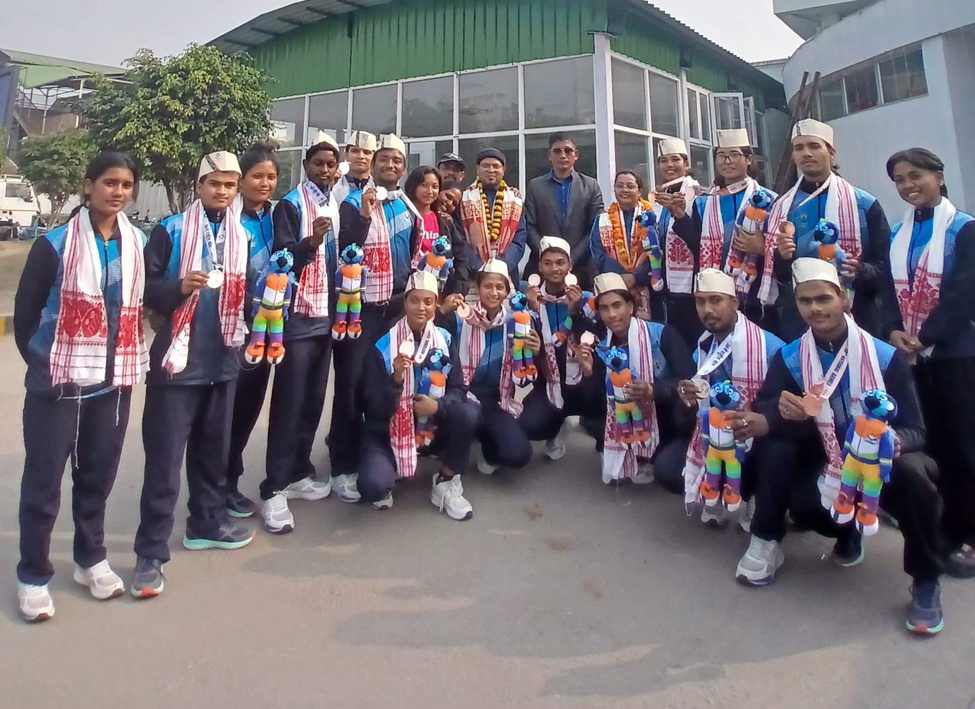 Two players from Golaghat who won bronze medals at Kalaripayattu Sports Event welcomed