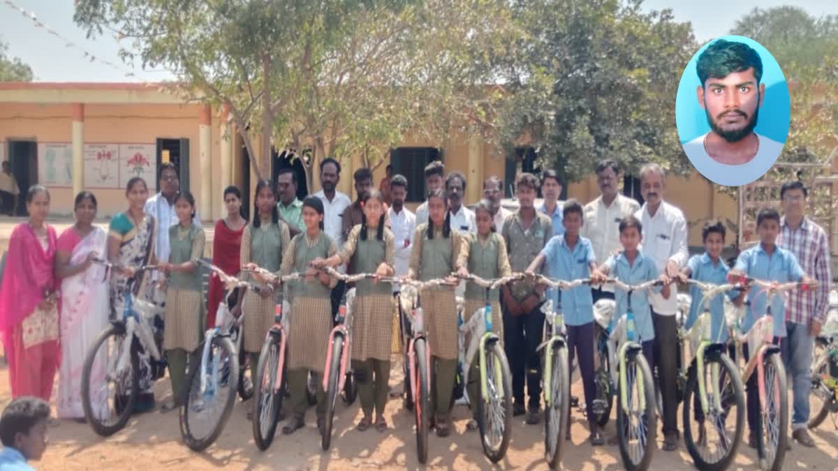 laborer donated bicycles  school  student  Raichur district