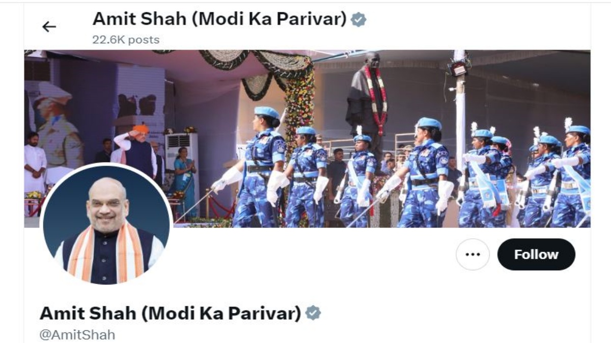 Amit Shah has 'Modi's family' in front of his name on X profile