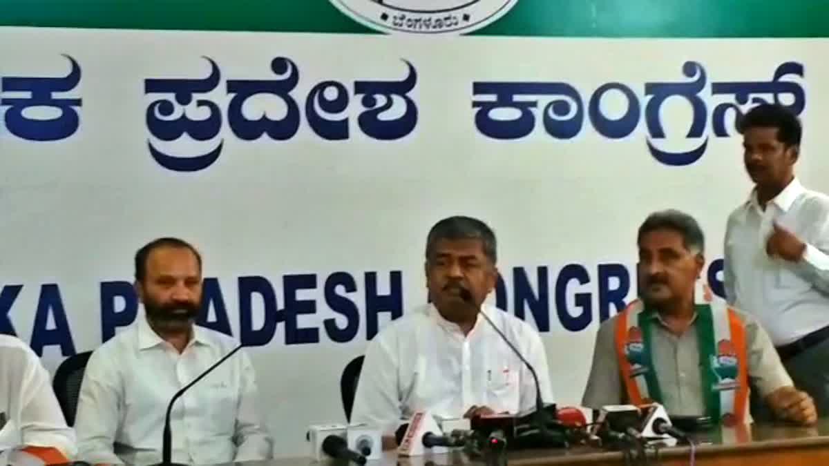 Legislative Council member B K Hariprasad spoke at the press conference.