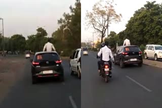 BHOPAL POLICEMAN ON CAR BONNET