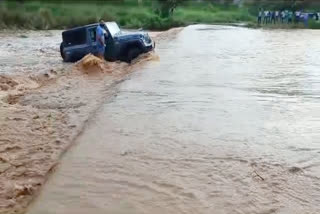 Thar Vehicle Washed Away in Chila Road