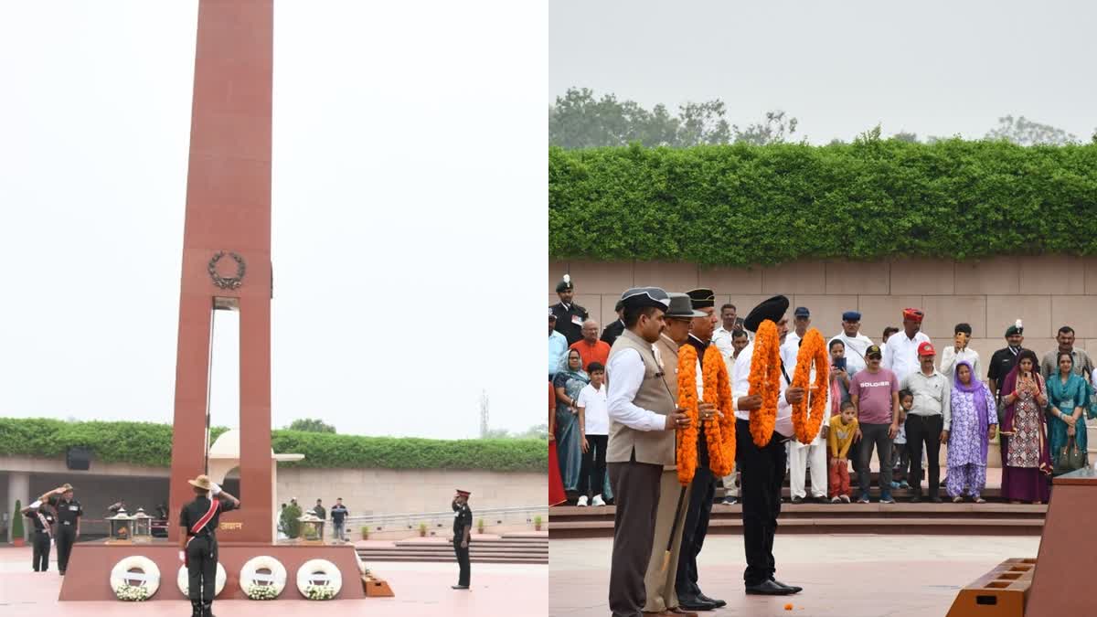A solemn wreath laying ceremony is organised at the National War Memorial to honour to the fallen heroes during the Tiger Hill recapture in the Kargil War