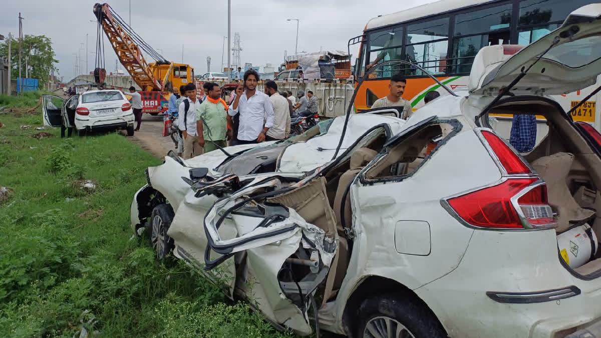 Uttar Pradesh: Car Hits Another, Flips Into Air, Collides With Bus; 5 