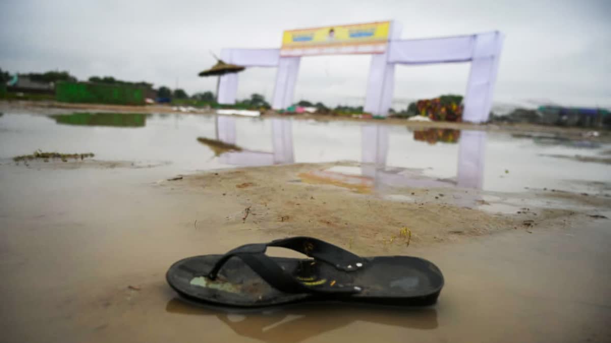 Hathras: A Slipper Of A Victim At The Stampede Incident Site.