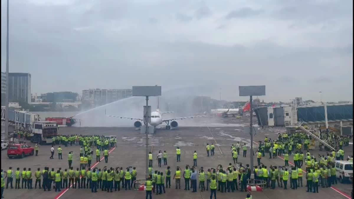 Team India water cannon salute
