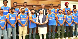 Team India with PM Modi