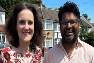 Eric Sukumaran(R) with British politician Theresa Villiers.