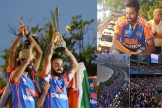 Visuals from the victory parade underway In Mumbai to celebrate Team India's T20 World Cup 2024 win