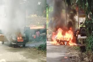 CAR FIRE  ഓടികൊണ്ടിരിക്കെ കാറിന് തീപിടിച്ചു  LATEST MALAYALAM NEWS  CAR CAUGT FIHRE