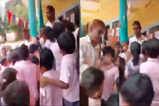 School valediction  transfer of school teacher  school teacher ek kunjabdulla  ek kunjabdulla  students burst into tears over the teacher  kozhikode teacher  അധ്യാപകൻ  കോഴിക്കോട് അധ്യാപകൻ  കോഴിക്കോട് അധ്യാപകന് ട്രാൻസ്‌ഫർ  അധ്യാപകനെ വളഞ്ഞ് വിദ്യാർഥികൾ  അധ്യാപകന് ട്രാൻസ്‌ഫർ  കോഴിക്കോട് ടീച്ചർ  കല്ലാച്ചി ഗവ സ്‌കൂൾ  kallachi gov school  teacher