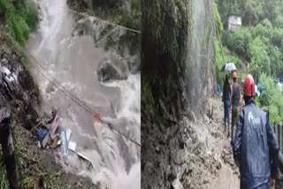 kedarnath landslide two shops damaged and several people trapped under debris