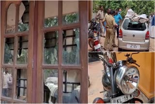 Goon Attack  police officers house  Thiruvananthapuram  Neyyattinkara  Miscreants smashed windows  റിട്ടയേര്‍ഡ് എസ്‌ഐയുടെ വീട്ടില്‍  ഗുണ്ട ആക്രമണം  ആക്രമണം  ജനല്‍ ചില്ലും കാറും ബൈക്കുകളും  അക്രമികള്‍ അടിച്ചുതകര്‍ത്തു  അക്രമികള്‍  തിരുവനന്തപുരം  നെയ്യാറ്റിൻകര  അമരവിള  പൊലീസ്